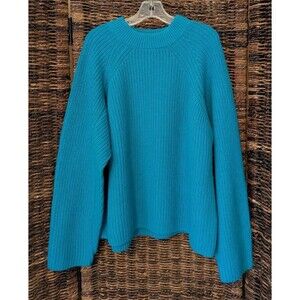 Rails Wool Cotton Blend Chunky Knit Relaxed Oversized Fit Sweater Aqua Rita Crew